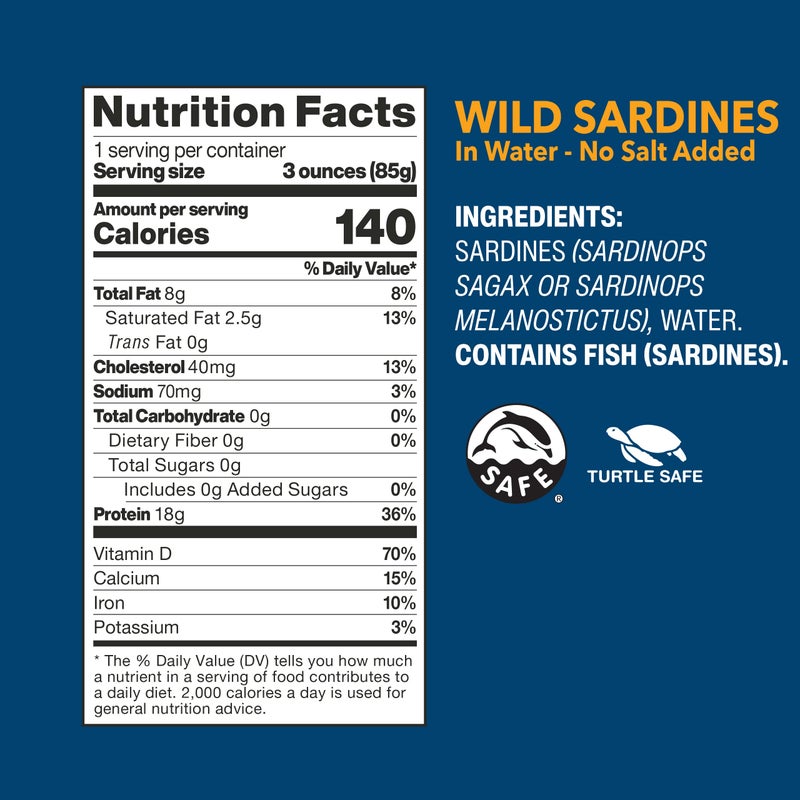 Wild Planet Wild Sardines in Water, No Salt Added, Tinned Fish, Non-GMO, Sustainable 4.4 Ounce , (Pack of 12) - Image 5